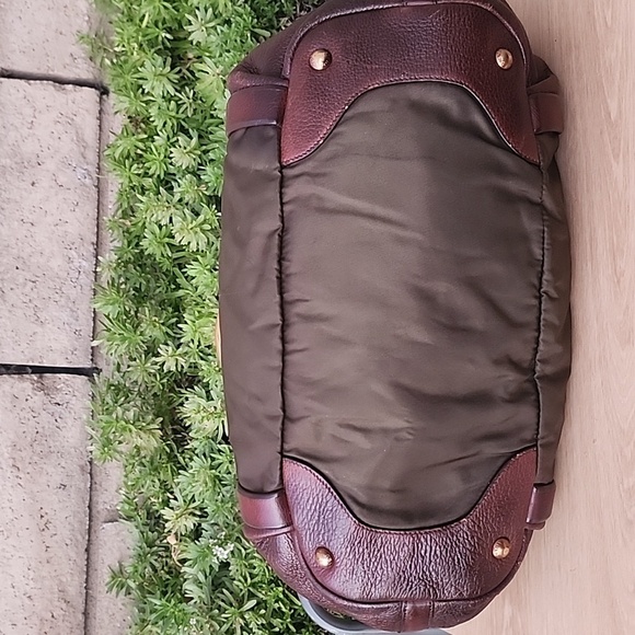 Prada Milano Green Nylon and Brown Leather Hobo Shoulder Bag with Gold hardware - Picture 10 of 16
